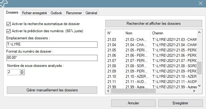 Archiveur réglage du numéro